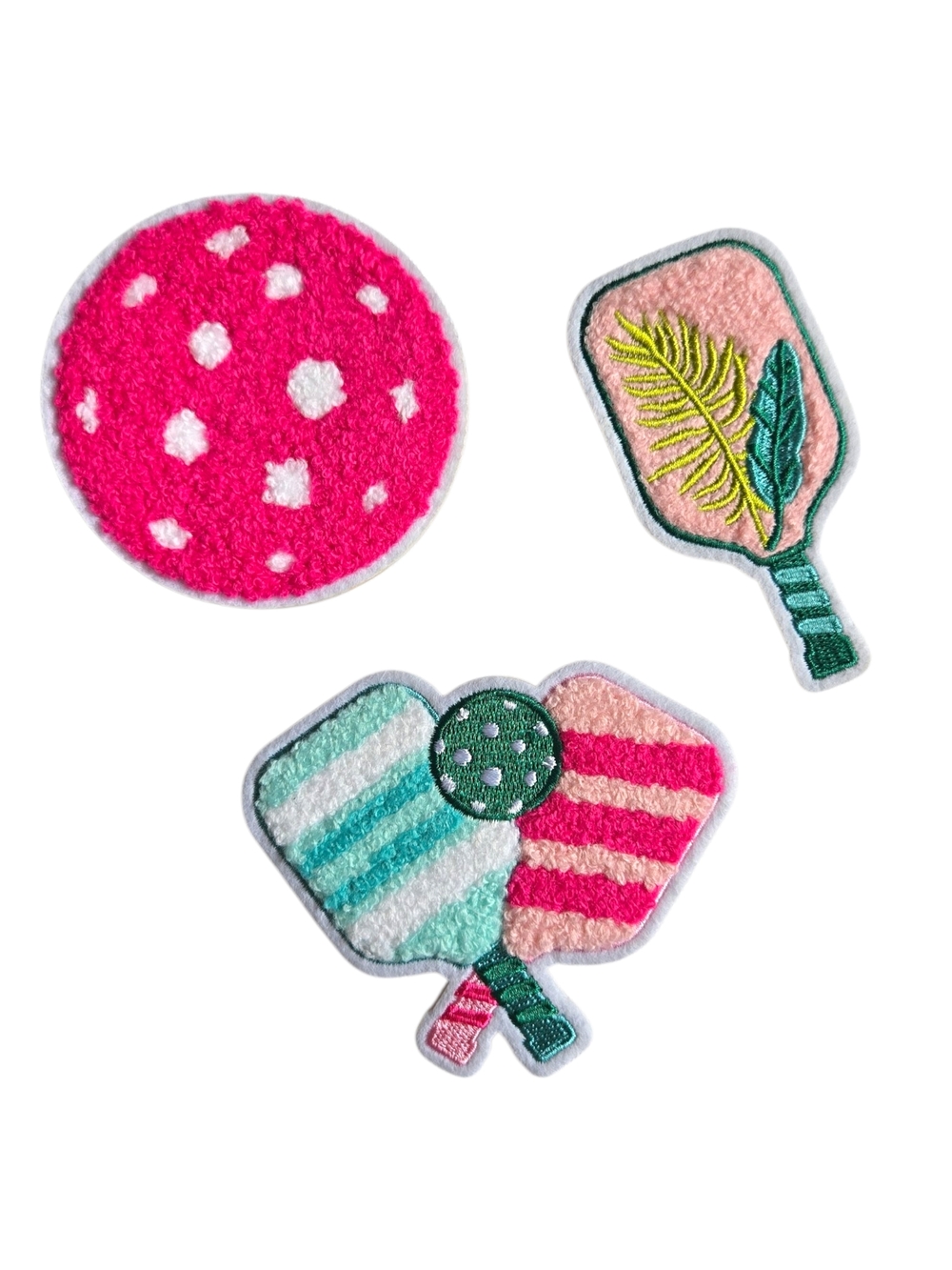 Colorful Pickleball Collection  Patches - Set Of 3